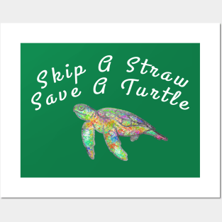 Skip a straw save a Turtle, ocean shirt,  turtle gift,  turtle gifts, turtle birthday, sea turtle gifts, turtle tee, sea turtle tee, Posters and Art